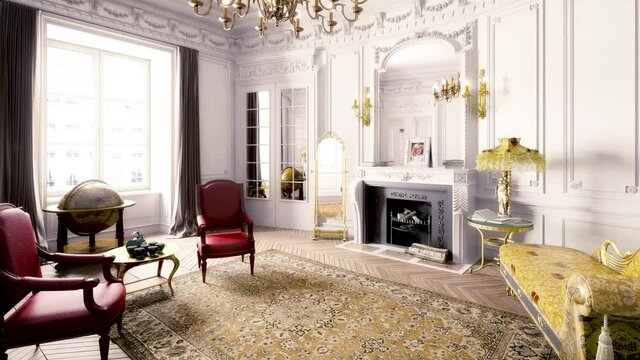 Luxury Salon in Antique Style - loopable 3D Visualization