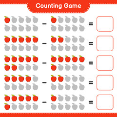 Counting game, count the number of Apple and write the result. Educational children game, printable worksheet, vector illustration