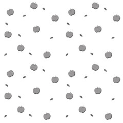 りんごのパターン柄　モノクロ