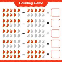 Counting game, count the number of Socks and write the result. Educational children game, printable worksheet, vector illustration