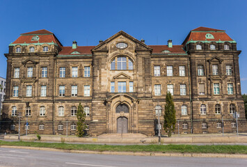 Side facade of the historic Staatskanzlei building in Dresden, Germany