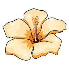 Tropical plant bright flower in cartoon style