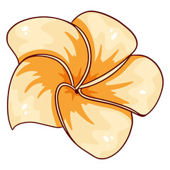 Tropical plant bright flower in cartoon style