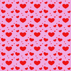 Red heart, seamless pattern  isolated on pink background.
