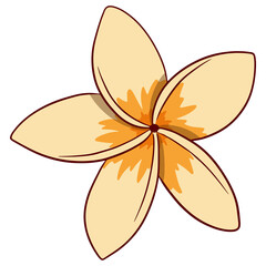 Tropical plant bright flower in cartoon style