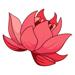 Tropical plant bright flower in cartoon style