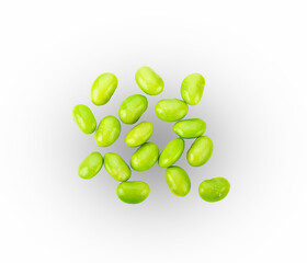 fresh soy beans on white background,isolated