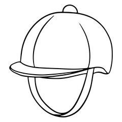 Outfit of the rider protection of the head of a jaquette helmet illustration in line style coloring book