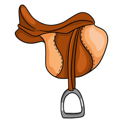 Horse harness horse saddle vector illustration in cartoon style - obrazy, fototapety, plakaty