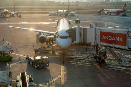 Airplane Preparation In Antalya Airport