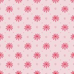 Pink flower and heart pattern picture