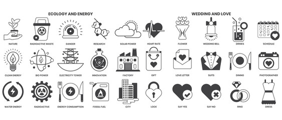Wedding icons set for business