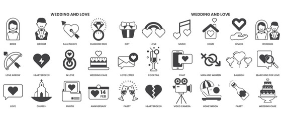 Wedding icons set for business