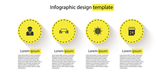 Set Ukrainian cossack, Embroidered towel, Sunflower and Independence day of Ukraine. Business infographic template. Vector