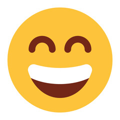 Flat color style emoji laughing.