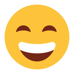 Flat color style emoji laughing.