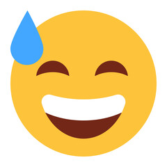 Flat color style emoji laughing.