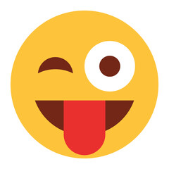 Flat color style emoji cheeky.