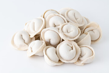 frozen dumplings on white background