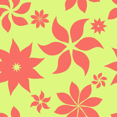 Abstract fantasy flowers seamless pattern background. Stylized geometric floral motifs endless texture. Simplified editable repeating surface design. Flat boundless ornament for fabric or gift paper