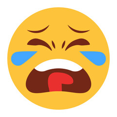 Flat color style emoji crying.