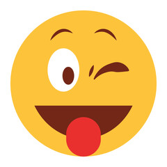 Flat color style emoji cheeky tongue.