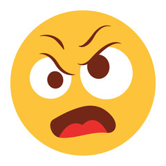 Flat color style emoji angry.