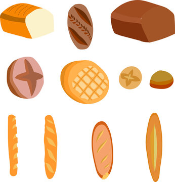 set of types of bread
