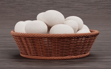 Realistic 3D Render of Easter Eggs in Basket