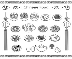 Chinese food simple line icon