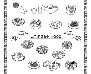 Chinese food simple line icon