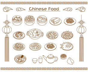 Chinese food simple line icon
