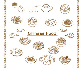 Chinese food simple line icon