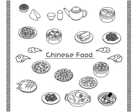 Chinese food simple line icon