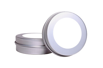 grey metal jar template for design on white background