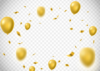 Gold balloon with decorative design, isolated white background. Vector illustration