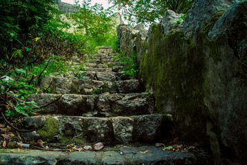 ancient stone steps in Kotor 