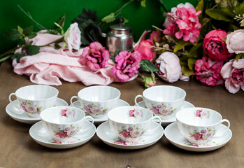 cup of tea with flowers