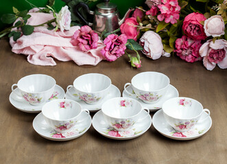 cup of tea and flowers
