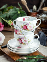 cup of tea with flowers