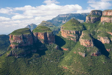 Three Rondavels, three round mountain tops with slightly pointed tops at Blyde River Canyon, Mpumalanga, South Africa