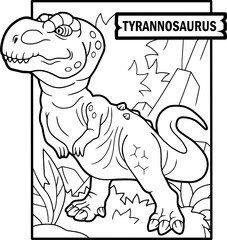 predatory prehistoric dinosaur tyrannosaurus, coloring book, funny illustration