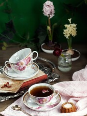 cup of tea and flowers