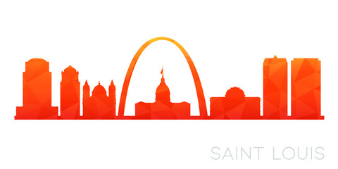 St. Louis, MO, USA Low Poly Skyline Clip Art City Design. Geometric Polygon Graphic Horizon Icon. Vector Illustration Symbol. - obrazy, fototapety, plakaty
