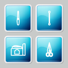 Set line Nail file, Cotton swab for ears, Cream cosmetic tube and Scissors icon. Vector