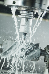 Obraz na płótnie Canvas CNC milling machine work. metal worm gear processing
