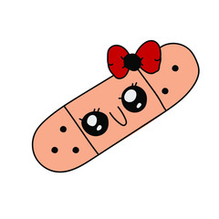 Cute beige cartoon medical plaster, vector illustration
