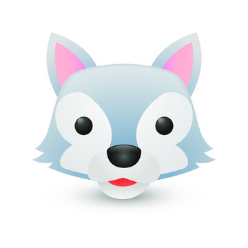 Wolf Animal Forest Emoji Illustration Face Vector Design Art. Head Icon Clip Art Style.