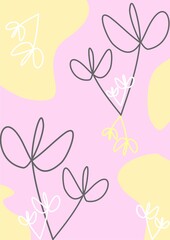 Flowers drawn in lines. Linear art. Drawings of flowers. Vector. Abstract, background, flowers, lines.