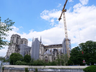 Notre Dame de Paris during its reconstruction. May 2021.